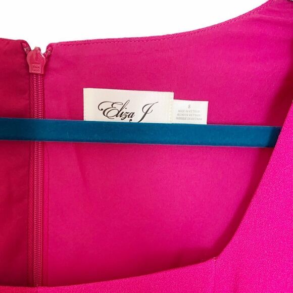 NWT Eliza J Fuschia Pouf Sleeve Dress - Picture 5 of 8